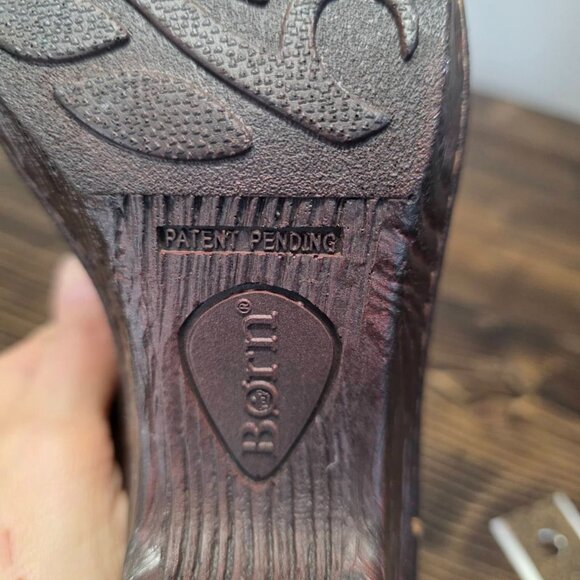 Born Elliott Tan/Brown Leather Double Zip Plain Toe Clog Sz.6.5 Comfort - Picture 13 of 15